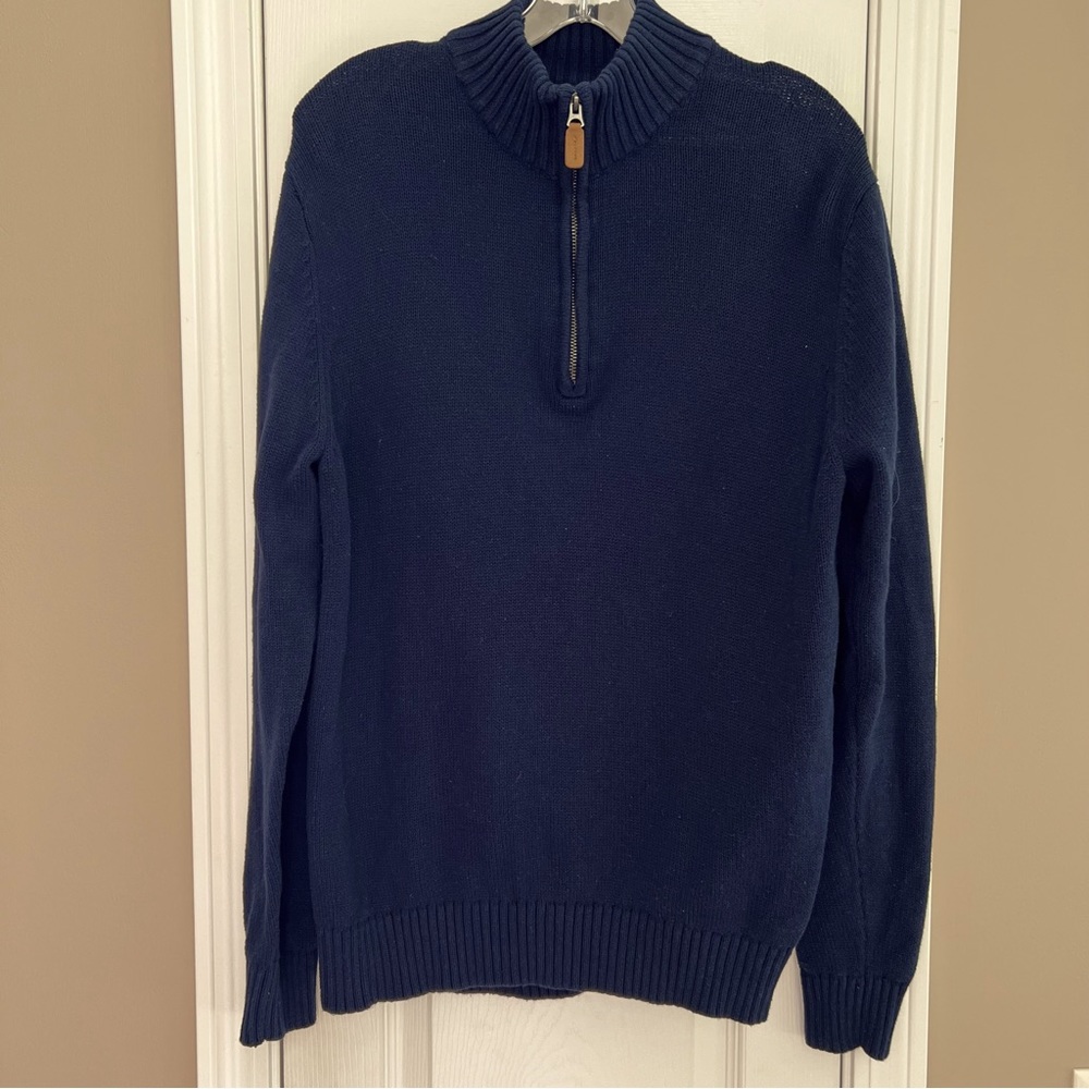 St. John's Bay Men's Mock Turtleneck Quarter Zip Sweater Navy Blue Size …